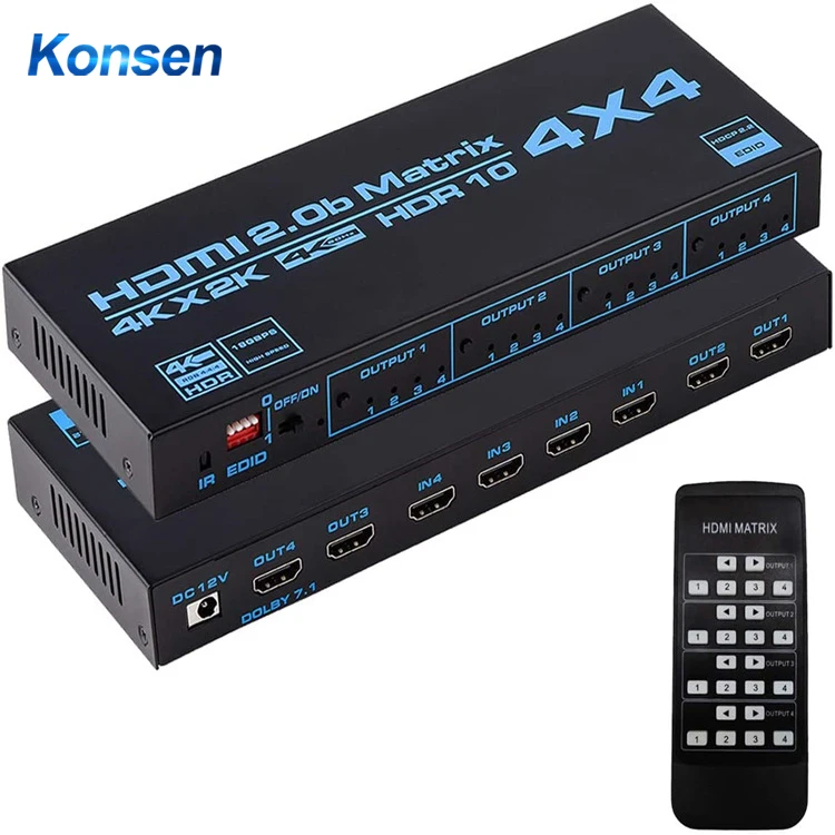 Матрица 4K 60 Гц 4x4 HDMI 2 0 матрица 4x2 2x4 с SPDIF & L/R 3 5 мм HDMI-совместимый переключатель 4x