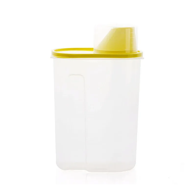 2.5L/1.9L пластиковые запечатанные банки кухонное Хранение продуктов бачки зерна с крышкой большая коробка для хранения кухонные принадлежности для хранения - Цвет: Цвет: желтый