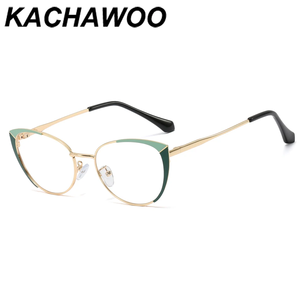 Оправа для очков Kachawoo кошачий глаз женщин металлические овальные двухцветные