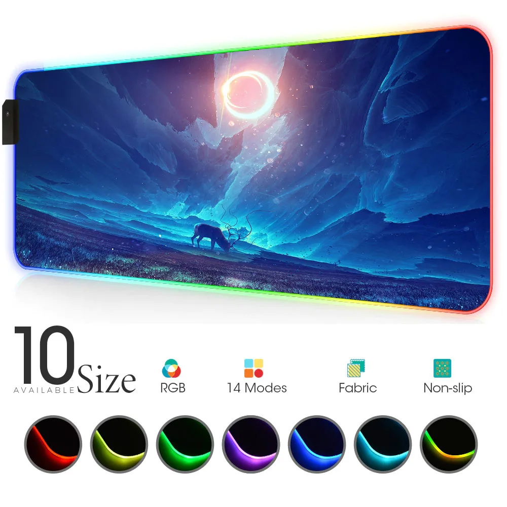 

Blue starry sky RGB Mouse Pad Gamer Accessories Large LED MousePad XL Gaming Rubber laptop Desk Mat with Backlit mouse for pc