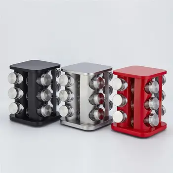

Hot Sale Rotary Seasoning Jar Seasoning Box Stainless Steel Salt Pot Glass Seasoning Jar Kitchen Supplies Seasoning Box Season