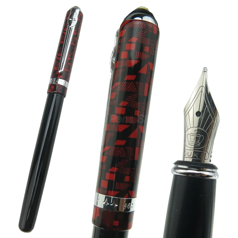 Duke 962 Unique Series Fountain Pen Medium Nib , Red Color Writing Gift Pen For Office & Home & School Fountain Pen duke 209 stainless steel fountain pen multicolor for choice iridium medium nib 0 7mm writing gift for office home school