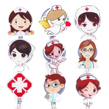 

9pcs/Lots Nurse Doctor Retractable Badge Clip Pull ID Card Badge Holder for Hospital Card Holders