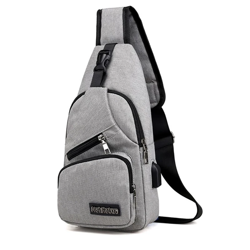 

Fashion USB Charging Casual Men Chest Pack Nylon Crossbody Bags for Men ShoulderHandbag Travel Cross Body Bag Chestbags