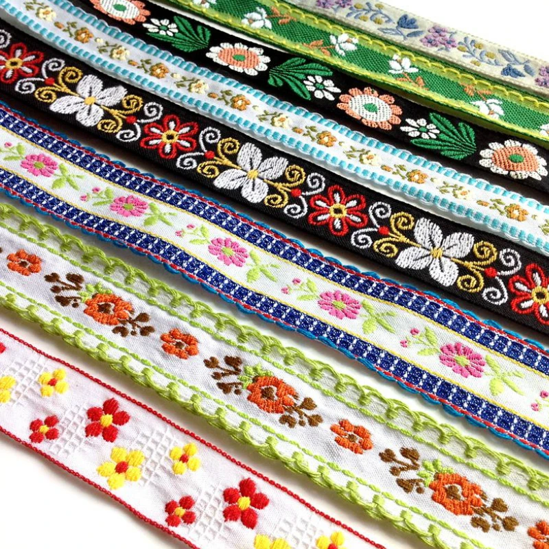 0.7~1.5 Inch 18MM~35MM Flower Jacquard Ribbon Handmade Lace 3YARD