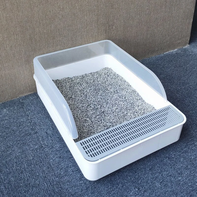 

Semi-closed cat toilet Square large size Cat tray cat bedpan PP resin Leak-proof Cat litter Removable pet supplies