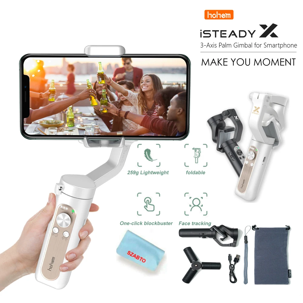 Hohem-cardán Isteady X de 3 ejes, ovowbare, estabilizador de mano, cardán Voor para Iphone, teléfono inteligente Xiaomi Pk Smooth X Dji osmo
