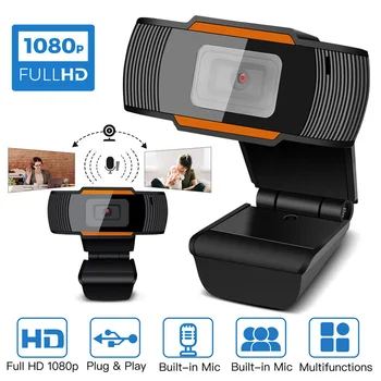 

1080P 720p 480p HD Webcam with Mic Rotatable PC Desktop Web Camera Cam Mini Computer WebCamera Cam Video Recording Work