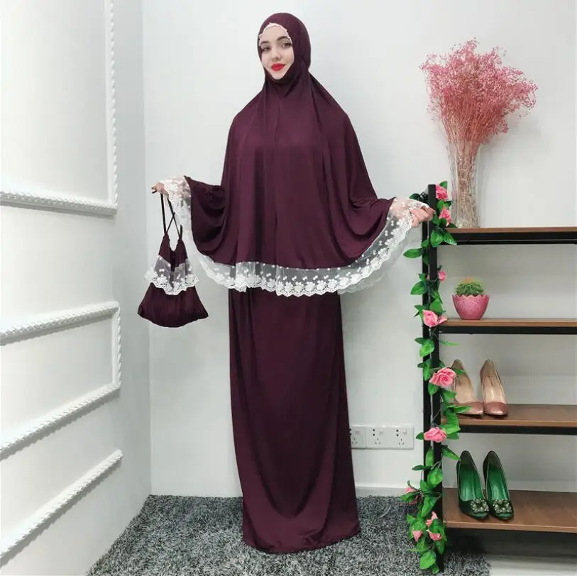 Women 2PCS Muslim Arab Bat Sleeve Sets Jilbab Abaya/Burqa/Thobe Tops Skirt Dress 