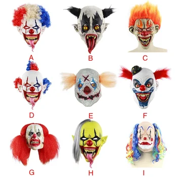 

Clown Mask Halloween Horror Ball Mask Curly Hair Bald Mask Halloween party