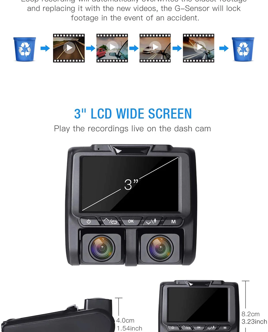 Car DVR Dual Lens Dash Cam 4k UHD WIFI Sony IMX323 1080P+1080P Car Camera Car Recorder Registrator Parking Monitor Night Vision