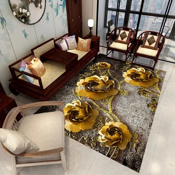 

3D Carpet for Living Room Chinese Flower Printed Sofa Large Carpets Bedroom Bedside Balcony Floor Mats Home Decoration Area Rugs