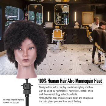 

Afro Mannequin Head Hairdressing Training Head for Practice Styling Braiding African American Dummy Head with 100% Human Hair