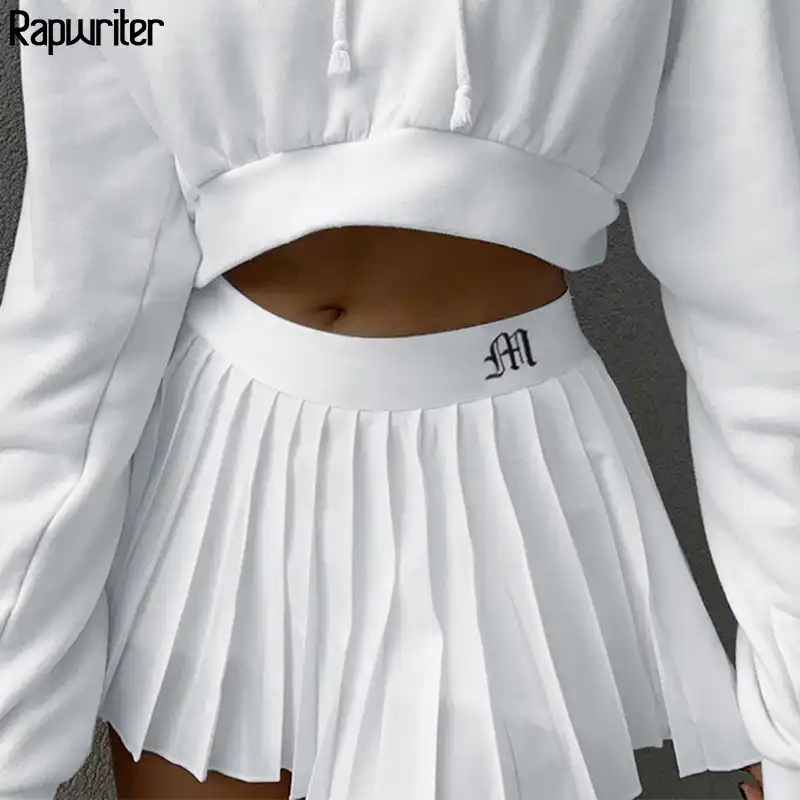High waisted white pleated skirt Clearance
