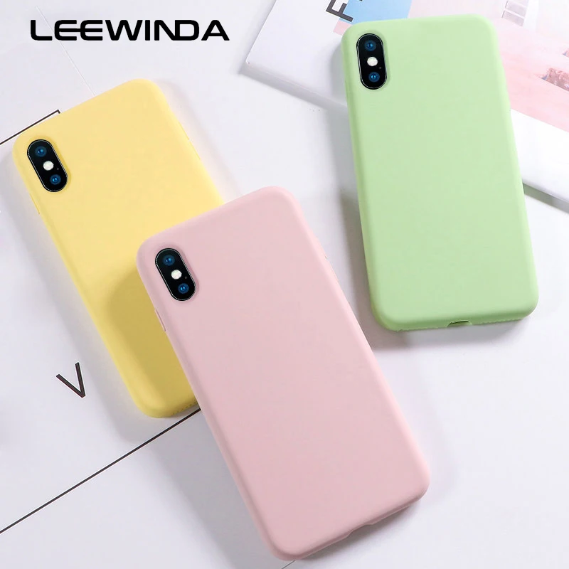 Силиконовый однотонный чехол LEEWINDA для iPhone XS 11 Pro MAX XR X XS Max Candy, чехлы для телефонов iPhone 11 7 6 6S 8 Plus, мягкий чехол
