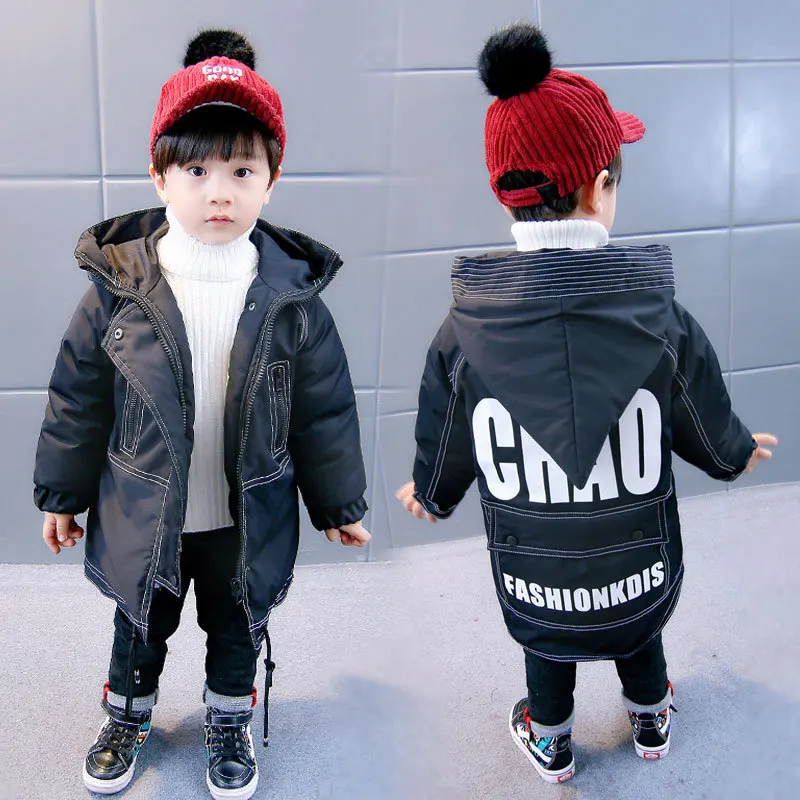 

2018 New Style Korean-style CHILDREN'S Cotton-padded Jacket BOY'S Winter Children Back Lettered Cotton-padded Clothes Childrensw