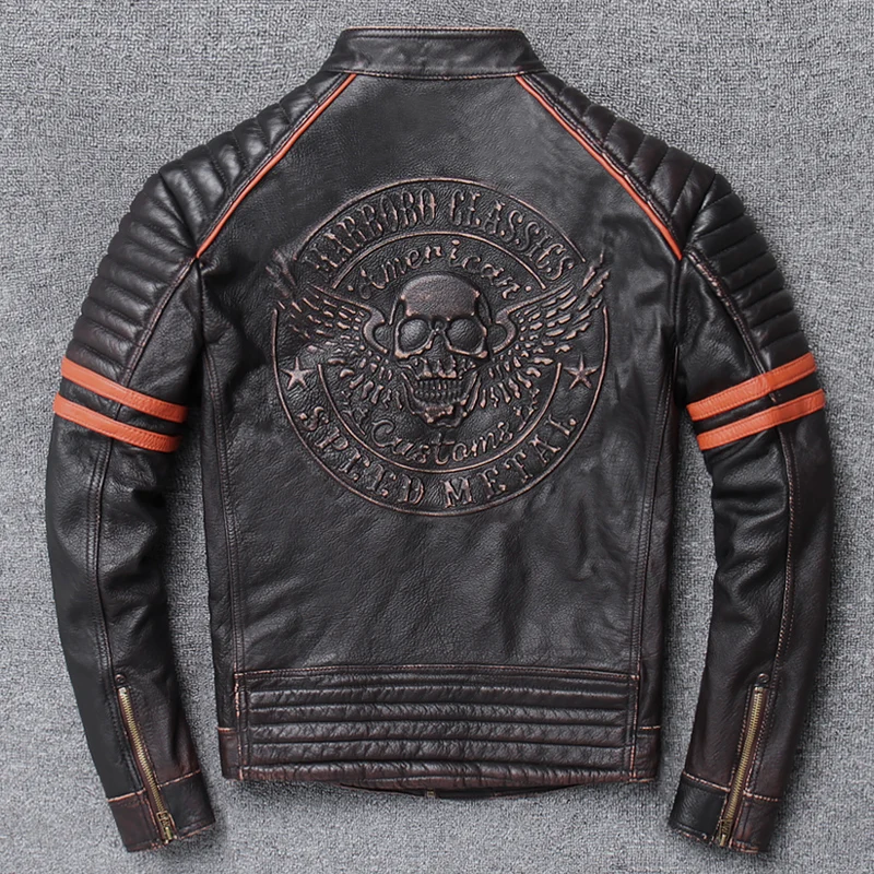 YR! gratis verzending. groothandel. straat Hot motor biker echt lederen jas. schedel afdrukken koeienhuid jas. vintage slanke jassen YR! gratis verzending. groothandel. straat Hot motor biker echt lederen jas. schedel afdrukken koeienhuid jas. vintage slanke jassen