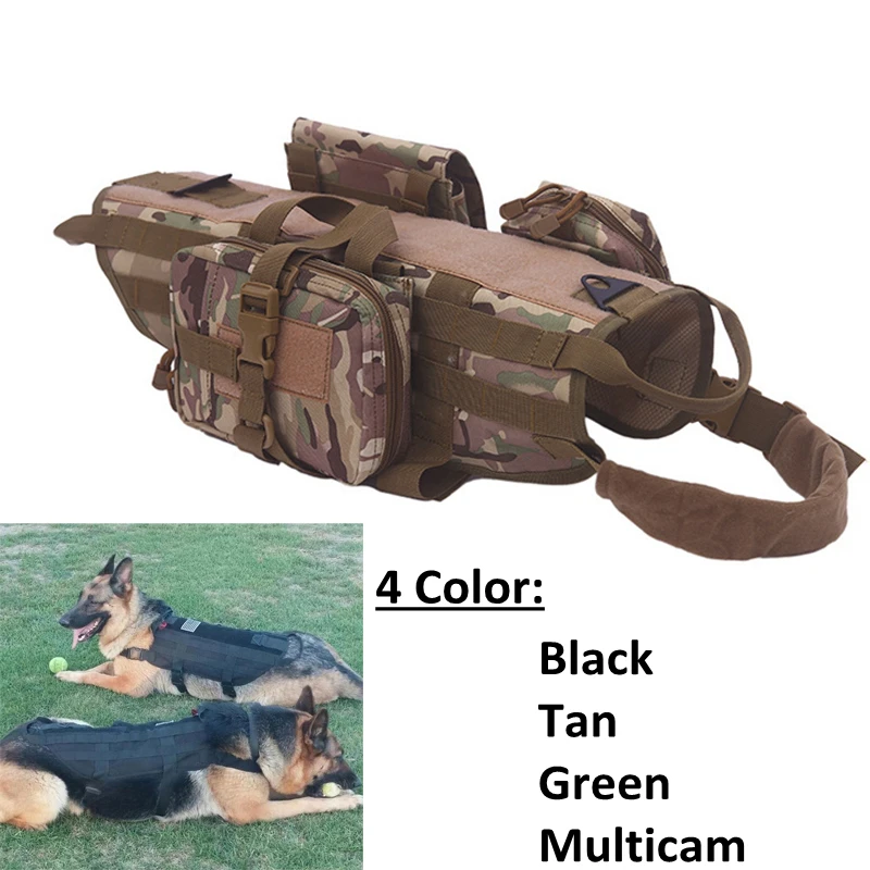 

Tactical Service Dog Vest Molle Nylon Military Patrol Dog Vests Training Walking Hiking Hunting Dog Harness Vest