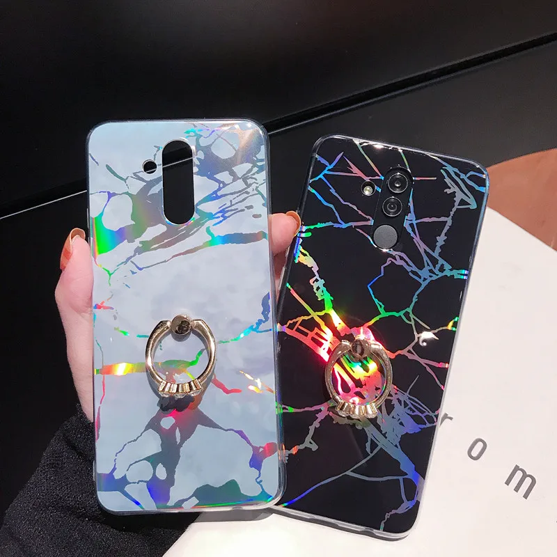 Crenisen Чехлы для мобильных телефонов с кольцом-держателем Honor 10 7A 7C мраморные чехлы