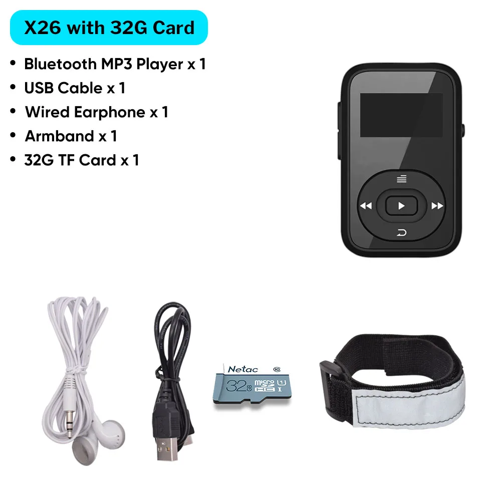 Deelife Running MP3 Play Bluetooth with Clip Armband Headphones Mini Radio Music MP 3 Players for Sports 