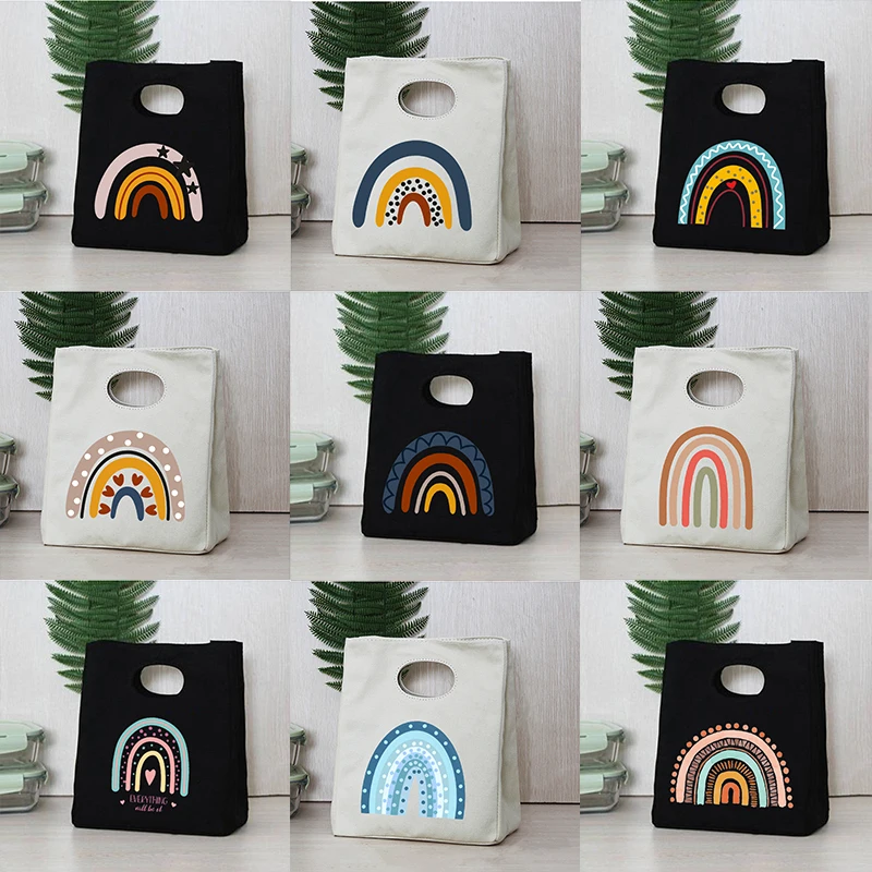 

С принтом радуги, переносные сумки для обедов Термальность изолированные Бенто коробка сумка-тоут офисные охладитель школьная сумка для хранения продуктов для Для женщин детей