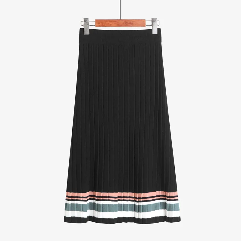 Smthma Новая мода Женская подиумная Высокая уличная цветная облегающая трикотажная юбка с высокой талией Женская осенне-зимняя теплая юбка - Цвет: Photo Color