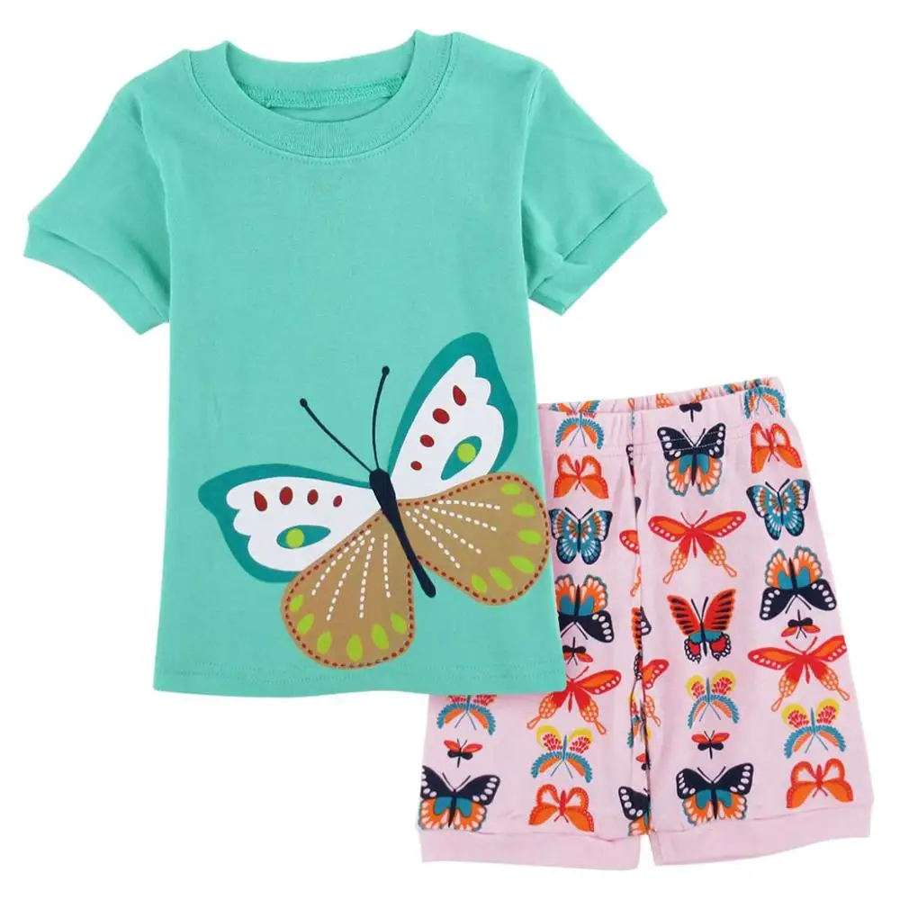 Детские пижамы для мальчиков и девочек одежда для сна с единорогом детская пижама с динозавром детские весенние летние пижамы Домашняя одежда, комплект одежды для девочек Bebe - Цвет: Butterfly