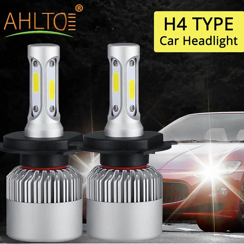 

2x Fog Light H4 Type Waterproof Car Lamp S2 COB Auto Headlight 72W Spot Light Super Bright Led Car Bulb For Safe Night Car
