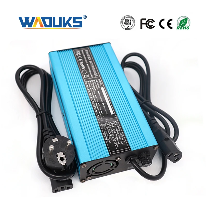 

WAOUKS 29.4V 7A Charger 7S 24V Lithium Battery Pack Charger With Cooling fan Smart Charge Auto-Stop Aluminum Case