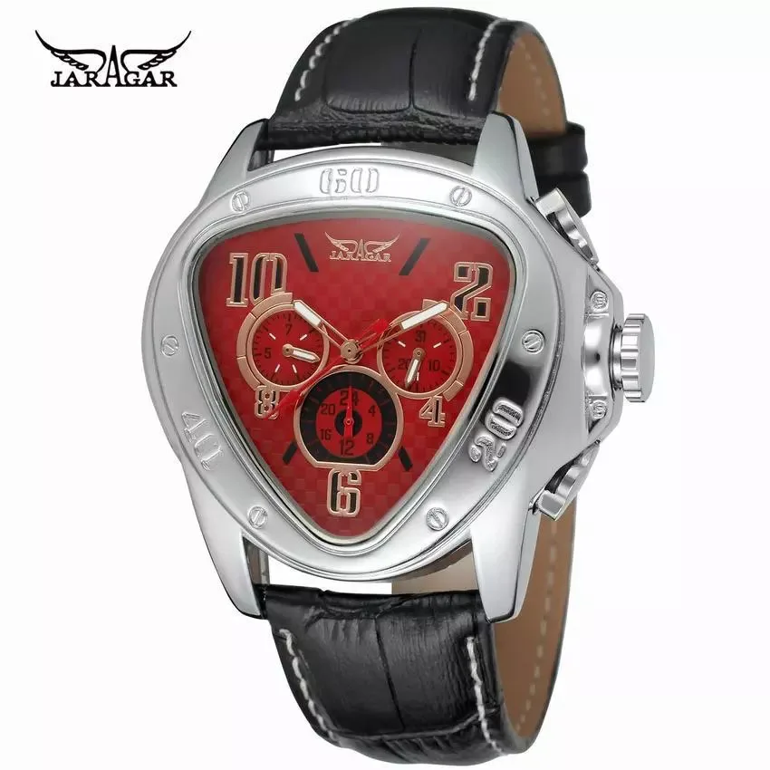 Jaragar спортивные геометрические треугольные дизайн из натуральной кожи мужские часы на ремне Топ бренд класса люкс автоматические наручные часы