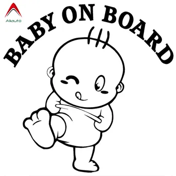 

Aliauto Cute Car Sticker Baby on Board Motorcycle Automobile Styling Anti-UV Reflective Decal Accessories Black/silver,14cm*14cm