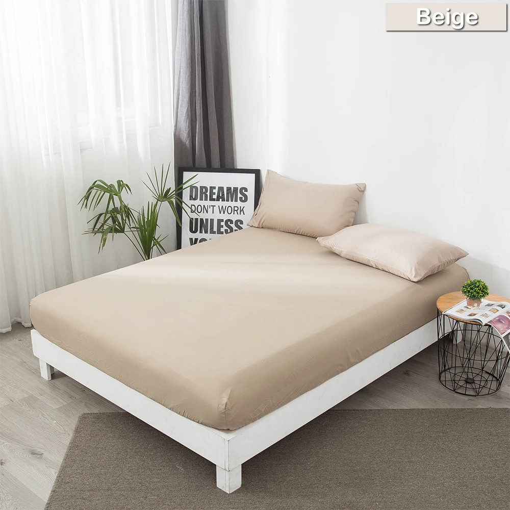 Beige Удобный протектор матраса эластичный однотонный дышащий мягкий хлопок махровый чехол для матраса удобная кровать домашний декор наволочка D30 - Цвет: Beige