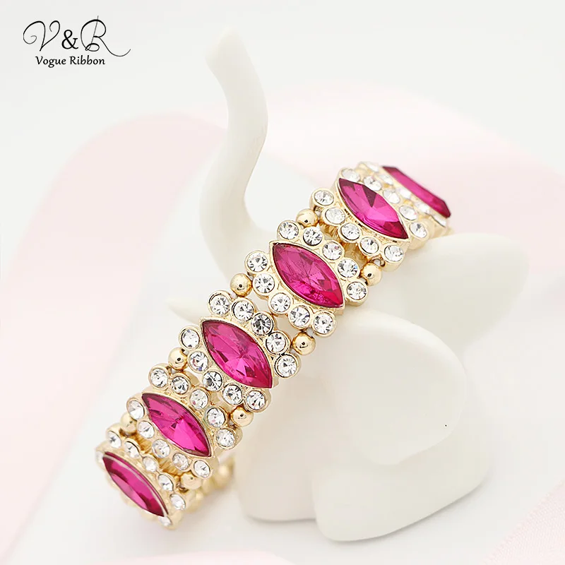 Gold Plated Rhinstone Paving Chunky Statement Party Bangle Bracelet , Gold Plated Multi-color Rhinestone Paving Stone Chain Dangling Statement Party Bangle Bracelet for Women    (1)