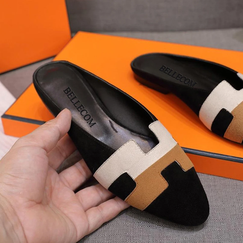 

BELLECOM 2019 Summer New Slippers for Women Wearing Fashion Flat Bottom Bottom Slippers for Slippers