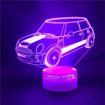 

Mini Cooper Car Alarm Clock Base for Infant Nightlight Touch Sensor 7 Color with Remote LED Night Light Atmosphere for Room