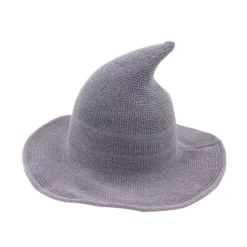 

Halloween Personality Witch Hat Diversify Sheep Wool Cap Knitting Fishing Hat Fashion Women Witches Pointed Bucket