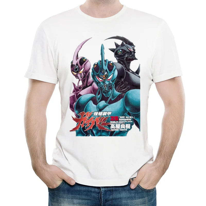 Guyver Футболка фитнес Мужская креативный белый цвет аниме Guyver логотип Футболка Прекрасная футболка короткий рукав Уличная футболка Guyver