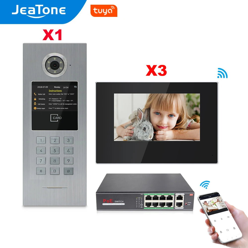 7''Touch Screen WIFI Video Door Phone IP Doorbell Intercom for Building Access Control System Support Password/IC Card/iOS Phone
