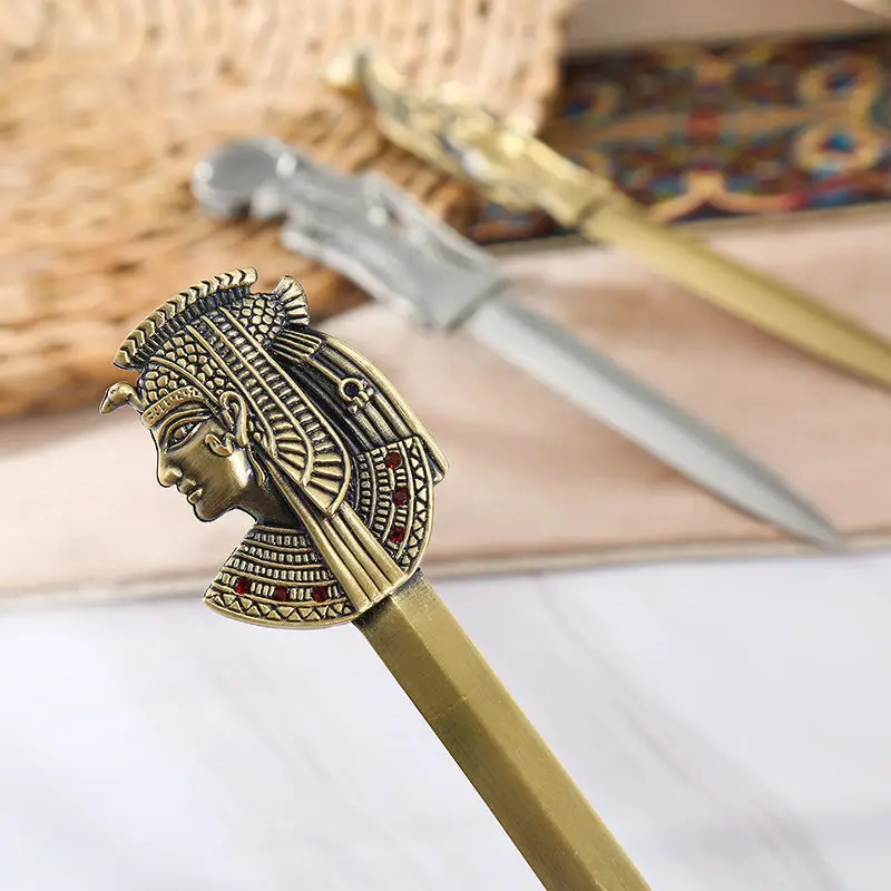 Creative Retro Egyptian Pyramid Pharaoh Knife Ancient Bronze Zinc Alloy Letter Opener Art Paper Knife