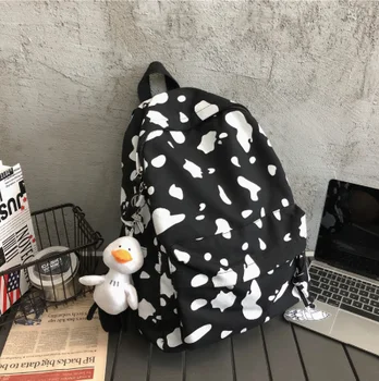 

Cute Milk Cow Printing Backpack Women Canvas Travel Mochila School Bag For Teenage Girls Fashion Rucksack школьная сумка