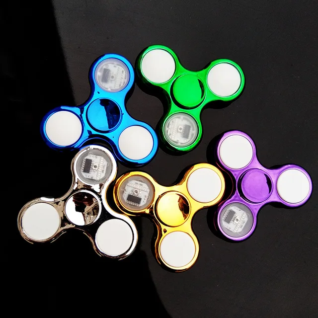 Luminous LED Light Fidget Spinner Smooth Bass Plating Transparent Change Hand Spinner Gyro Glow In the Dark Stress Relief Toys 4