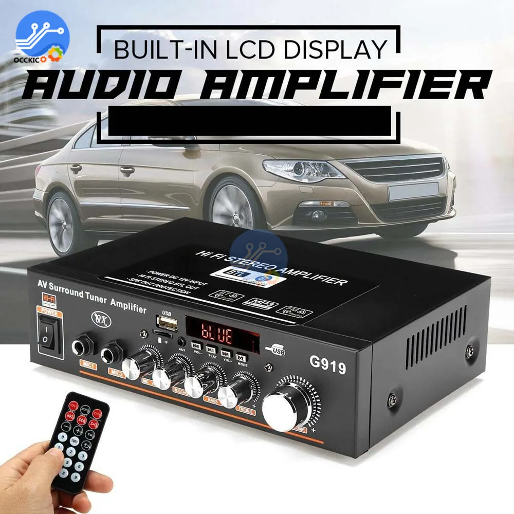 Усилитель Bluetooth DC12V AC110V-220V цифровой аудио стерео объемный тюнер усилитель 2CH FM SD HIFI