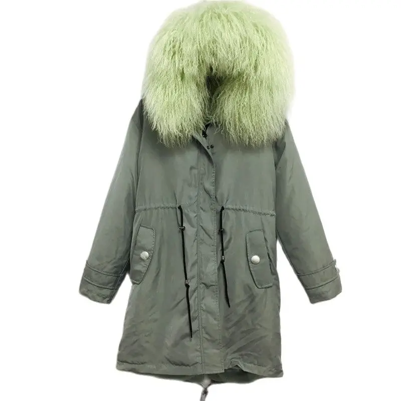 Avocado Long Coat Warm In Winter Fox Fur Parka For Men Smooth Faux Lining Wholesale Price Can Be Design Own Logo |
