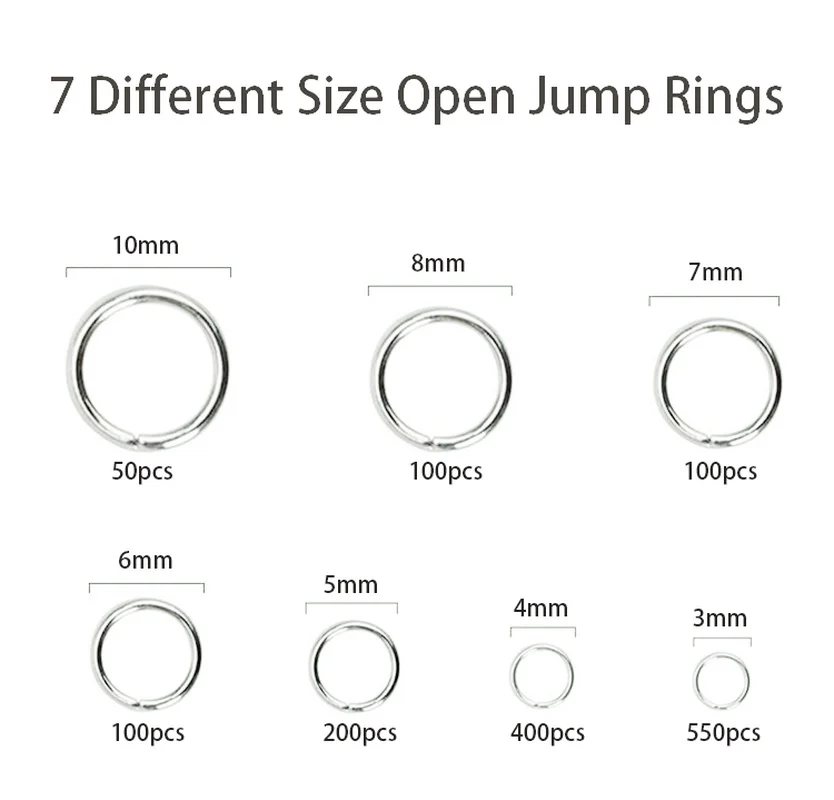 1500Pcs/Box Open Jump Rings 3mm 4mm 5mm 6mm 8mm 10mm Single Loop Split Rings DIY Jewelry Making Findings Connector