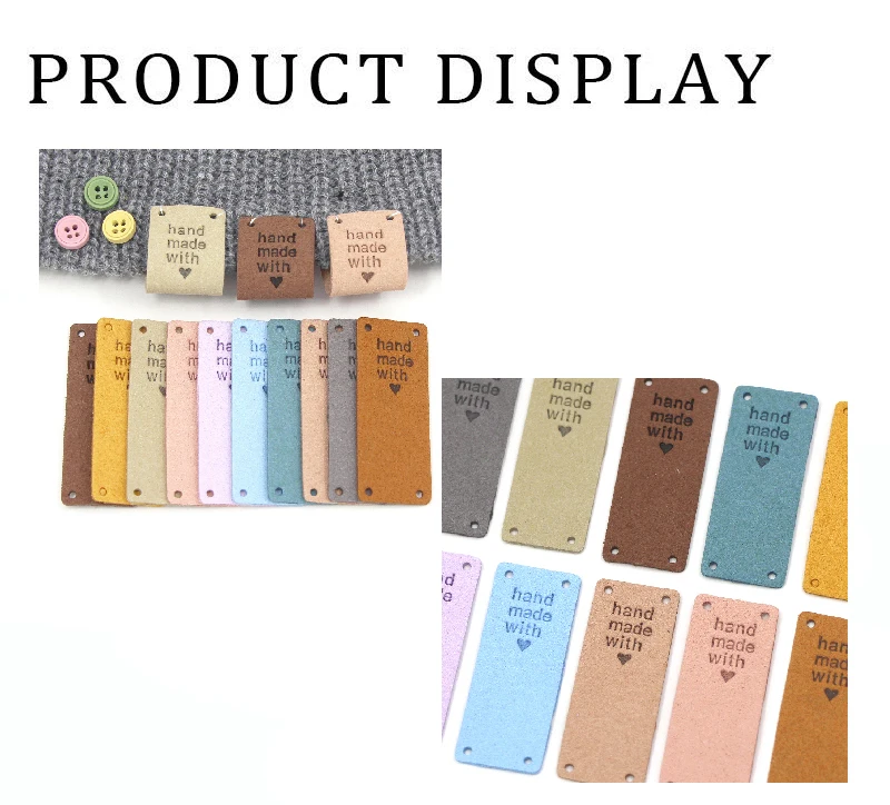 Description Picture 3 of item20Pcs Fiber Leather Tags For Handmade With Love Labels For Clothes Sew Label Hand Made Tag For Hats Knitted Garment Accessories