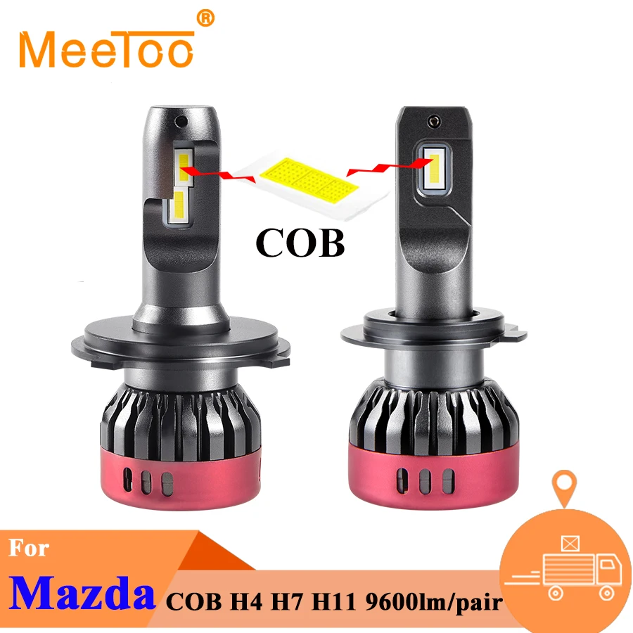 2 шт. Автомобильная турбо Светодиодная лампа для фар 12 в 24 В COB 6500 к H7 H4