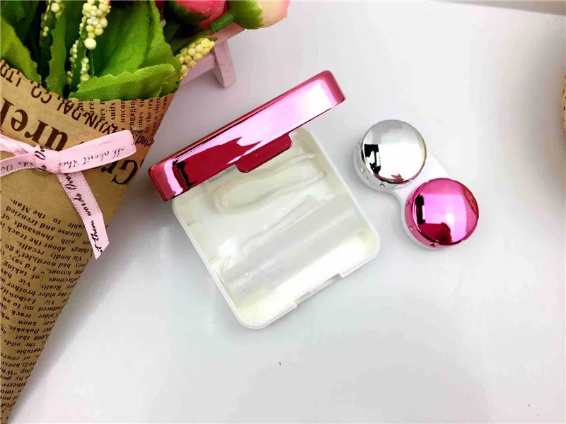 

Cute Lovely Travel Kit Eye Lens False Eyelashes Box with Mirror Makeup Mirror Reflective Cover Contact Lenses Case Organizer Set