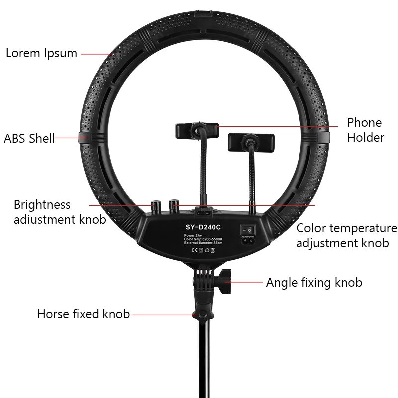 14 дюймов светодиодный кольцевой светильник двухцветная лампа с 3200-5600K фотографии, кольцевая лампа приглушенного с сумкой для переноски и 2,1 метровая подставка для макияжа в прямом эфире