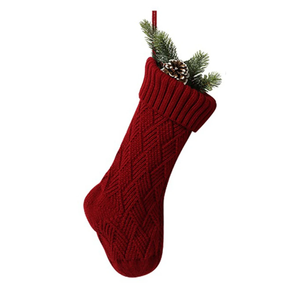 Рождественские елки, вечерние украшения, рождественские носки для чулок, подарочные сумки для конфет, милый мешок для подарков для детей, камин - Цвет: Red