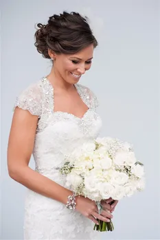 

Sweetheart Lace Mermaid Sparkly Crystals Beads 2018 Bridal gown with Little Jacket vestido de noiva mother of the bride dresses